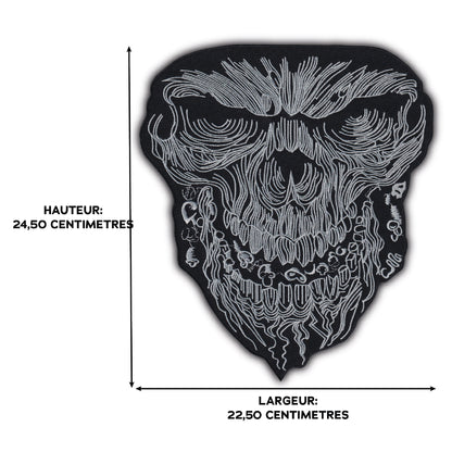 MAXIMUMPATCHES - Grand Ecusson De Dos Patch Brodé Thermocollant - Dim: 24,50 cm x 22,50 cm - Skull Moto Motard Biker Country Bobber Rock n Roll Rockabilly Crane Café Racer