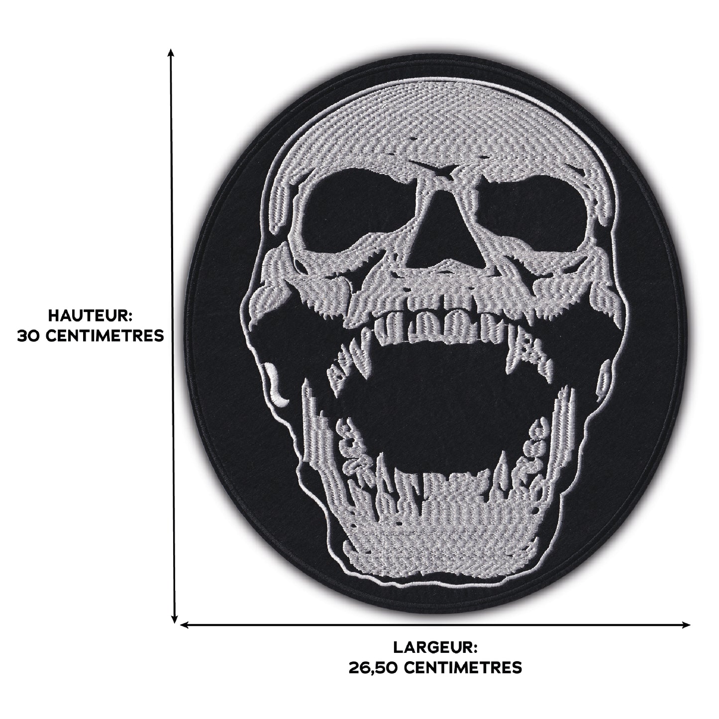 MAXIMUMPATCHES - Grand Ecusson De Dos Patch Brodé Thermocollant - Dim: 30 cm x 26,50 cm - Skull Moto Motard Biker Country Bobber Rock n Roll Rockabilly Crane Café Racer