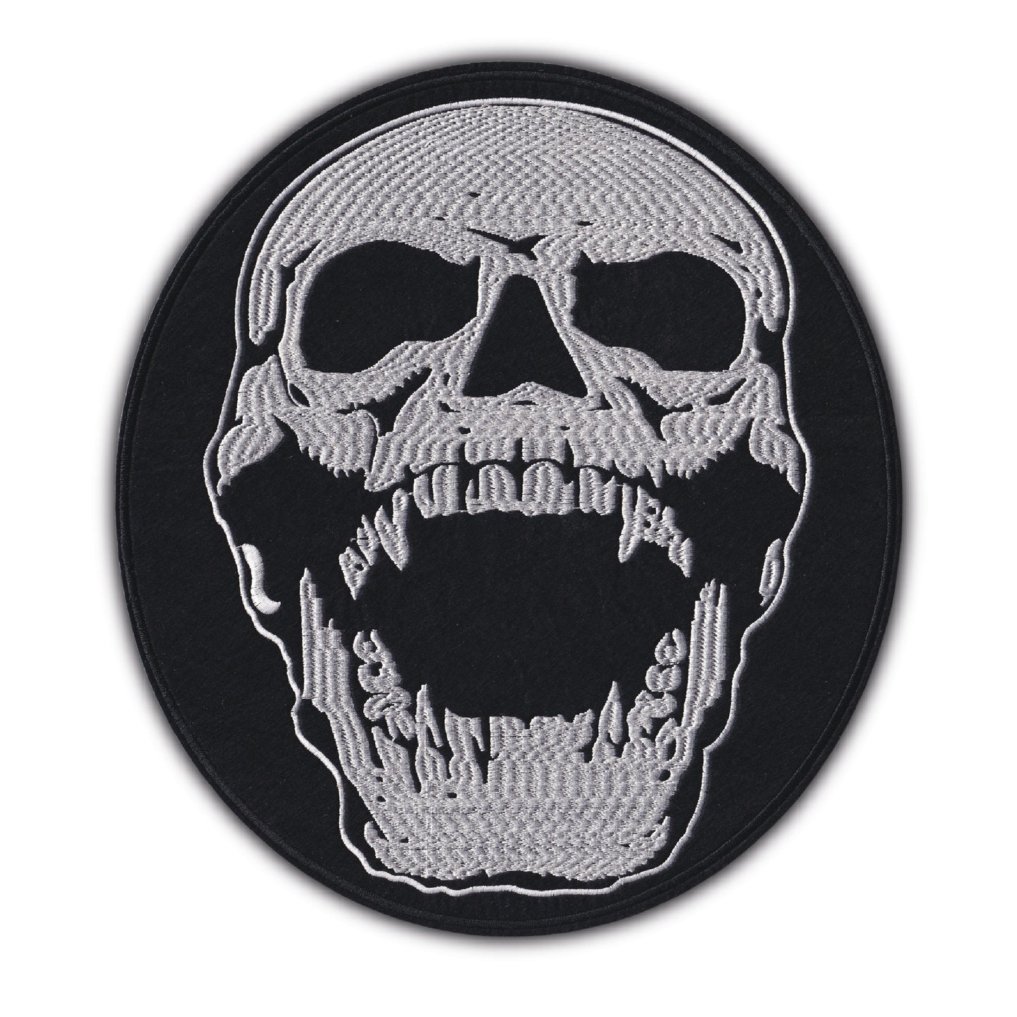 MAXIMUMPATCHES - Grand Ecusson De Dos Patch Brodé Thermocollant - Dim: 30 cm x 26,50 cm - Skull Moto Motard Biker Country Bobber Rock n Roll Rockabilly Crane Café Racer