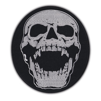 MAXIMUMPATCHES - Grand Ecusson De Dos Patch Brodé Thermocollant - Dim: 30 cm x 26,50 cm - Skull Moto Motard Biker Country Bobber Rock n Roll Rockabilly Crane Café Racer