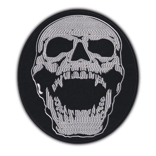 MAXIMUMPATCHES - Grand Ecusson De Dos Patch Brodé Thermocollant - Dim: 30 cm x 26,50 cm - Skull Moto Motard Biker Country Bobber Rock n Roll Rockabilly Crane Café Racer