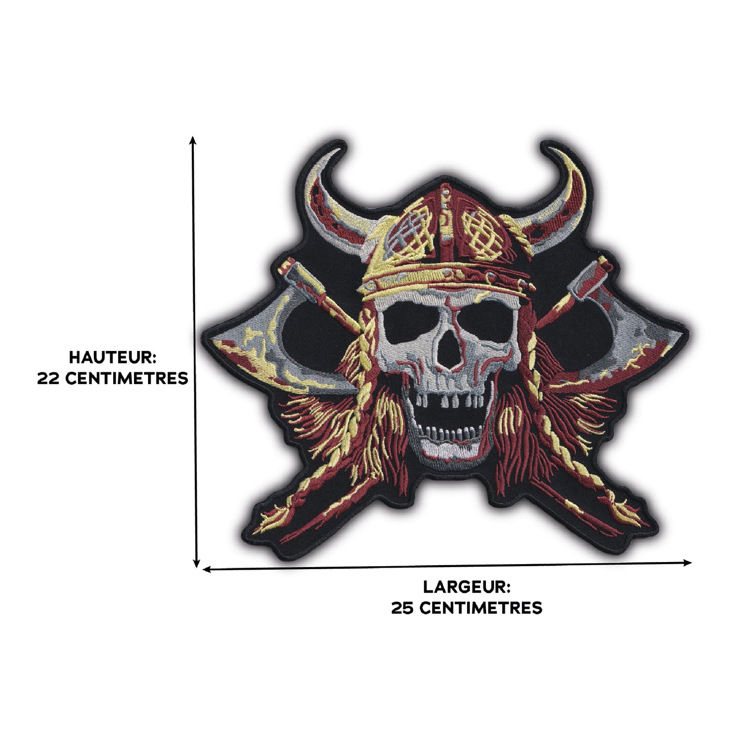 MAXIMUMPATCHES - Grand Ecusson De Dos Patch Brodé Thermocollant - Dim: 22 cm x 25 cm - Viking Haches Skull Moto Motard Biker Country Bobber Rock n Roll Rockabilly Crane Café Racer