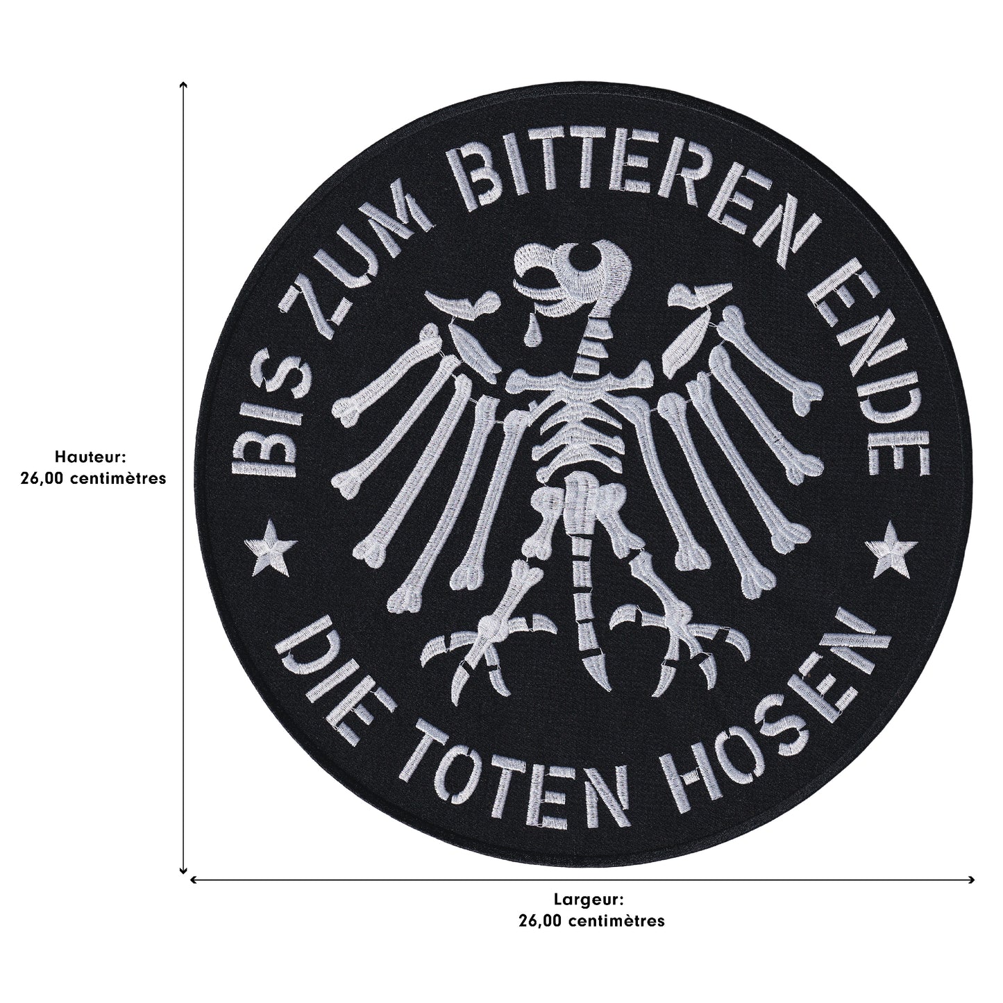 MAXIMUMPATCHES - Grand Ecusson De Dos Patch Brodé Thermocollant - Diamètre: 26 cm - Groupe Musique Punk Allemand Rock n Roll