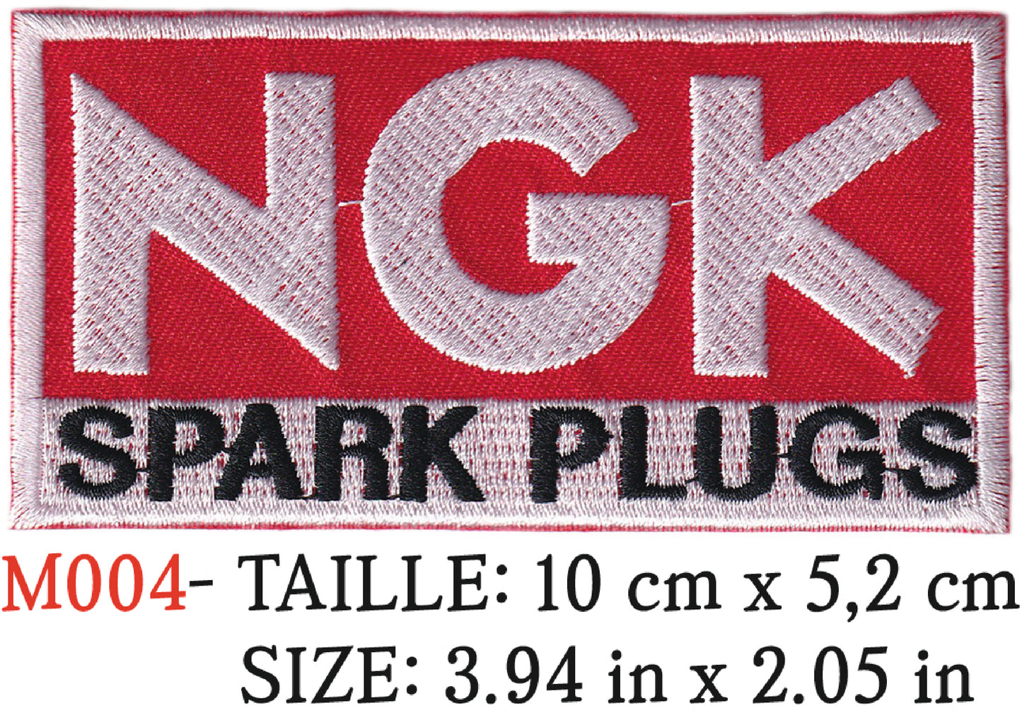 MAXIMUMPATCHES - Écusson Patch Brodé Thermocollant - 10 cm x 5,2 cm - Ngk Automobile Bougie Spark Plugs