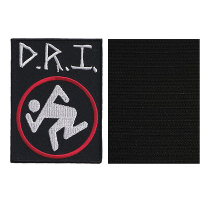 MAXIMUMPATCHES - DRI D.R.I. - 10 cm x 7,5 cm - Ecusson Patch Brodé Avec Scratch Cousu Au Dos + Carré Scratch A Coudre, Face Opposé 10 cm x 10 cm/Groupe Musique Métal Rock Punk Heavy Trash Blues