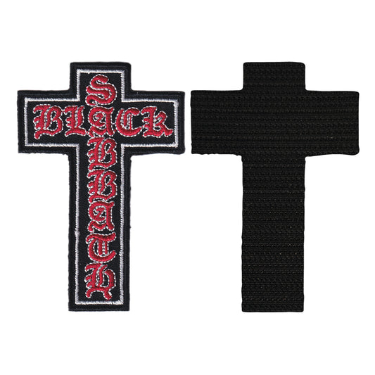 MAXIMUMPATCHES - Black Sabbath - 6,7 cm x 10 cm - Ecusson Patch Brodé Avec Scratch Cousu Au Dos + Carré Scratch A Coudre, Face Opposé 10 cm x 10 cm/Groupe Musique Métal Rock Punk Heavy Trash Blues