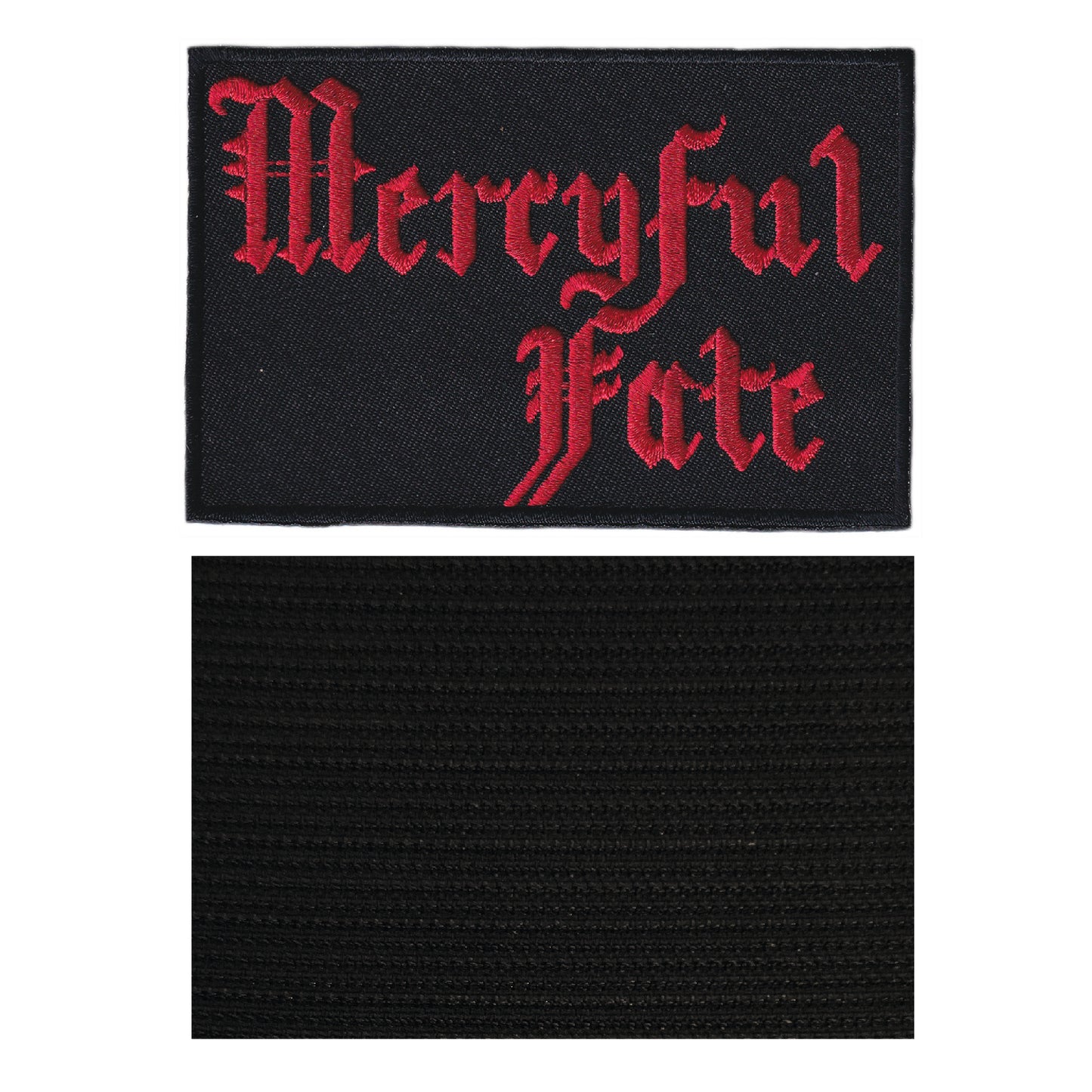 MAXIMUMPATCHES - Mercyful Fate - 10 cm x 6,6 cm - Ecusson Patch Brodé Avec Scratch Cousu Au Dos + Carré Scratch A Coudre, Face Opposé 10 cm x 10 cm/Groupe Musique Métal Rock Punk Heavy Trash Blues
