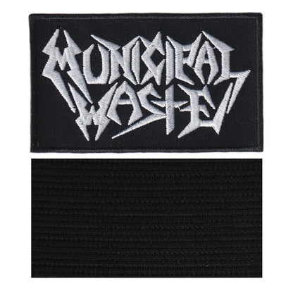 MAXIMUMPATCHES - Municipal Waste - 9,8 cm x 5,8 cm - Ecusson Patch Brodé Avec Scratch Cousu Au Dos + Carré Scratch A Coudre, Face Opposé 10 cm x 10 cm/Groupe Musique Métal Rock Punk Heavy Trash Blues