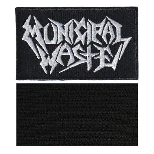 MAXIMUMPATCHES - Municipal Waste - 9,8 cm x 5,8 cm - Ecusson Patch Brodé Avec Scratch Cousu Au Dos + Carré Scratch A Coudre, Face Opposé 10 cm x 10 cm/Groupe Musique Métal Rock Punk Heavy Trash Blues