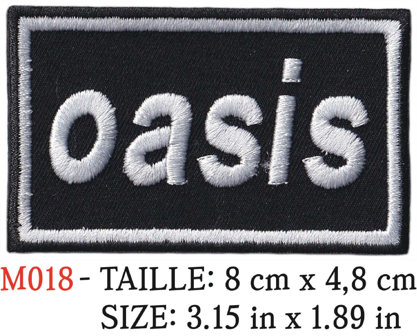 MAXIMUMPATCHES - Écusson Patch Brodé Thermocollant - 8 cm x 4,8 cm - Oasis Groupe Musique Rock Punk Hard Trash Métal Heavy Psychedelic