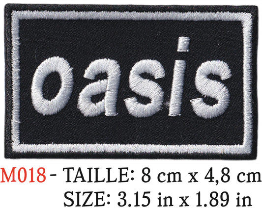 MAXIMUMPATCHES - Écusson Patch Brodé Thermocollant - 8 cm x 4,8 cm - Oasis Groupe Musique Rock Punk Hard Trash Métal Heavy Psychedelic