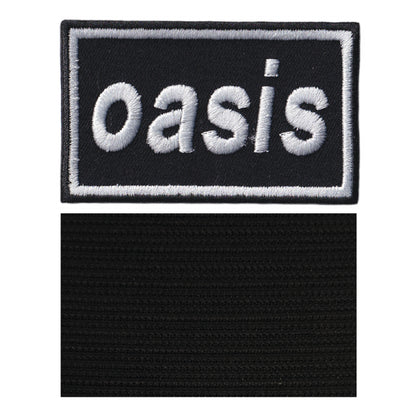 MAXIMUMPATCHES - Oasis - 8 cm x 4,8 cm - Ecusson Patch Brodé Avec Scratch Cousu Au Dos + Carré Scratch A Coudre, Face Opposé 10 cm x 10 cm/Groupe Musique Métal Rock Punk Heavy Trash Blues