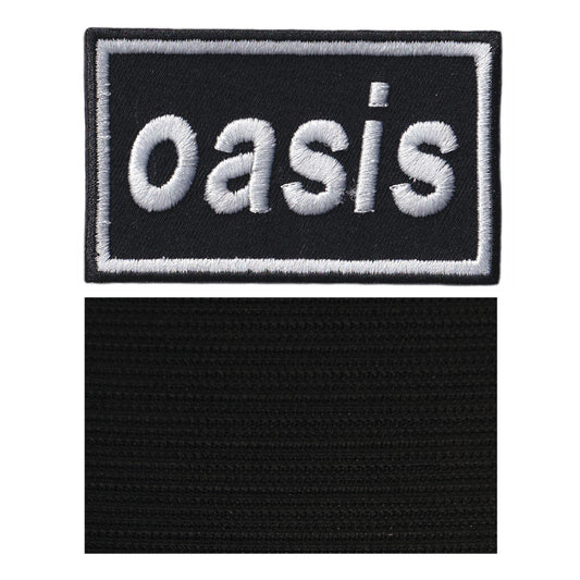 MAXIMUMPATCHES - Oasis - 8 cm x 4,8 cm - Ecusson Patch Brodé Avec Scratch Cousu Au Dos + Carré Scratch A Coudre, Face Opposé 10 cm x 10 cm/Groupe Musique Métal Rock Punk Heavy Trash Blues