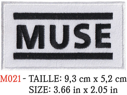 MAXIMUMPATCHES - Écusson Patch Brodé Thermocollant - 9,3 cm x 5,2 cm - Muse Groupe Musique Rock Punk Hard Trash Métal Heavy Psychedelic