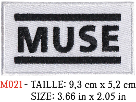 MAXIMUMPATCHES - Écusson Patch Brodé Thermocollant - 9,3 cm x 5,2 cm - Muse Groupe Musique Rock Punk Hard Trash Métal Heavy Psychedelic