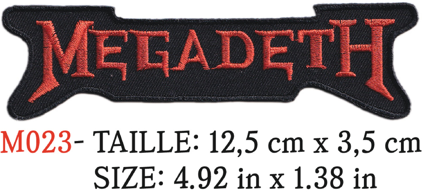 MAXIMUMPATCHES - Écusson Patch Brodé Thermocollant - 12,5 cm x 3,5 cm - Megadeth Groupe Musique Rock Punk Hard Trash Métal Heavy Psychedelic