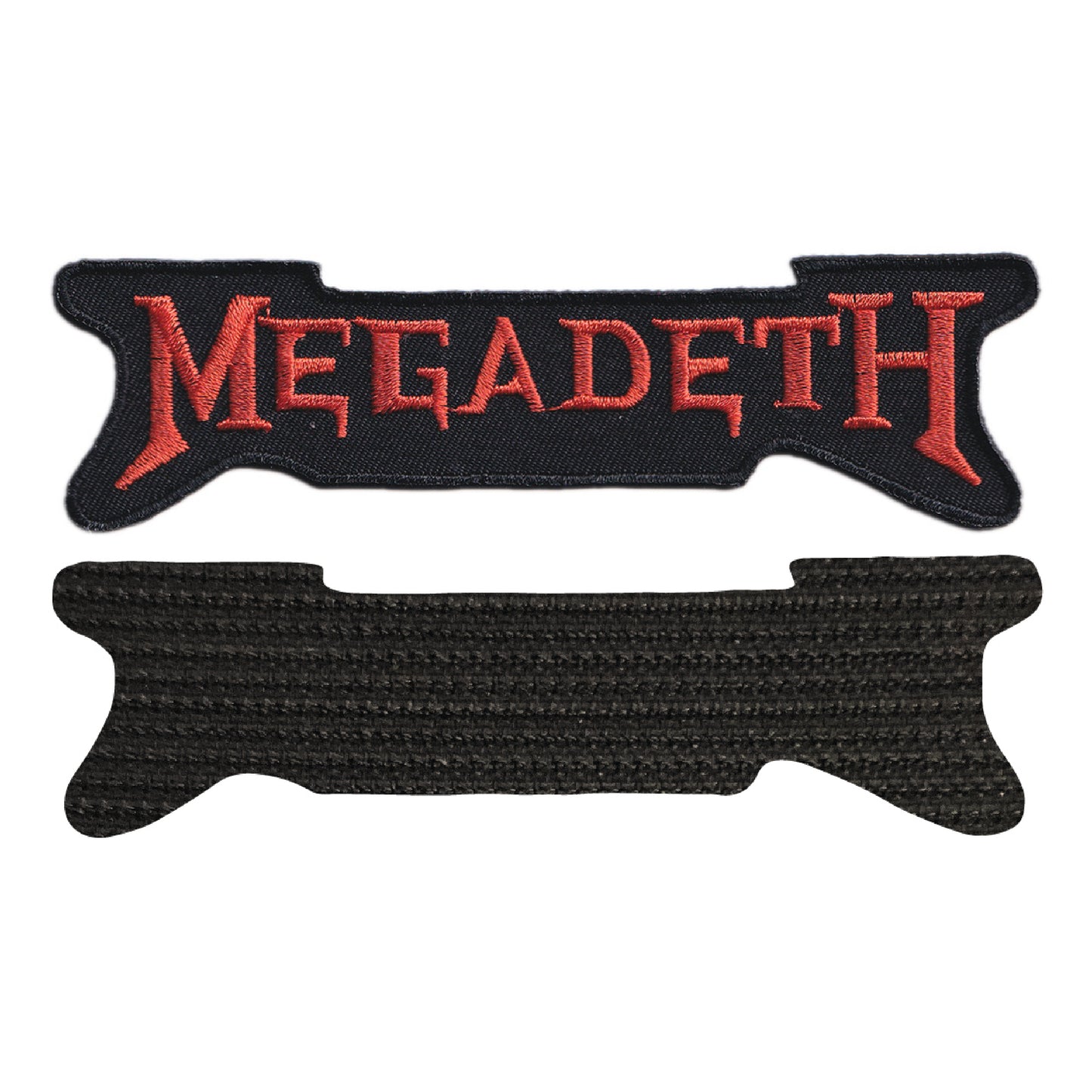 MAXIMUMPATCHES - Mégadeth - 12,5 cm x 3,5 cm - Ecusson Patch Brodé Avec Scratch Cousu Au Dos + Carré Scratch A Coudre, Face Opposé 10 cm x 10 cm/Groupe Musique Métal Rock Punk Heavy Trash Blues