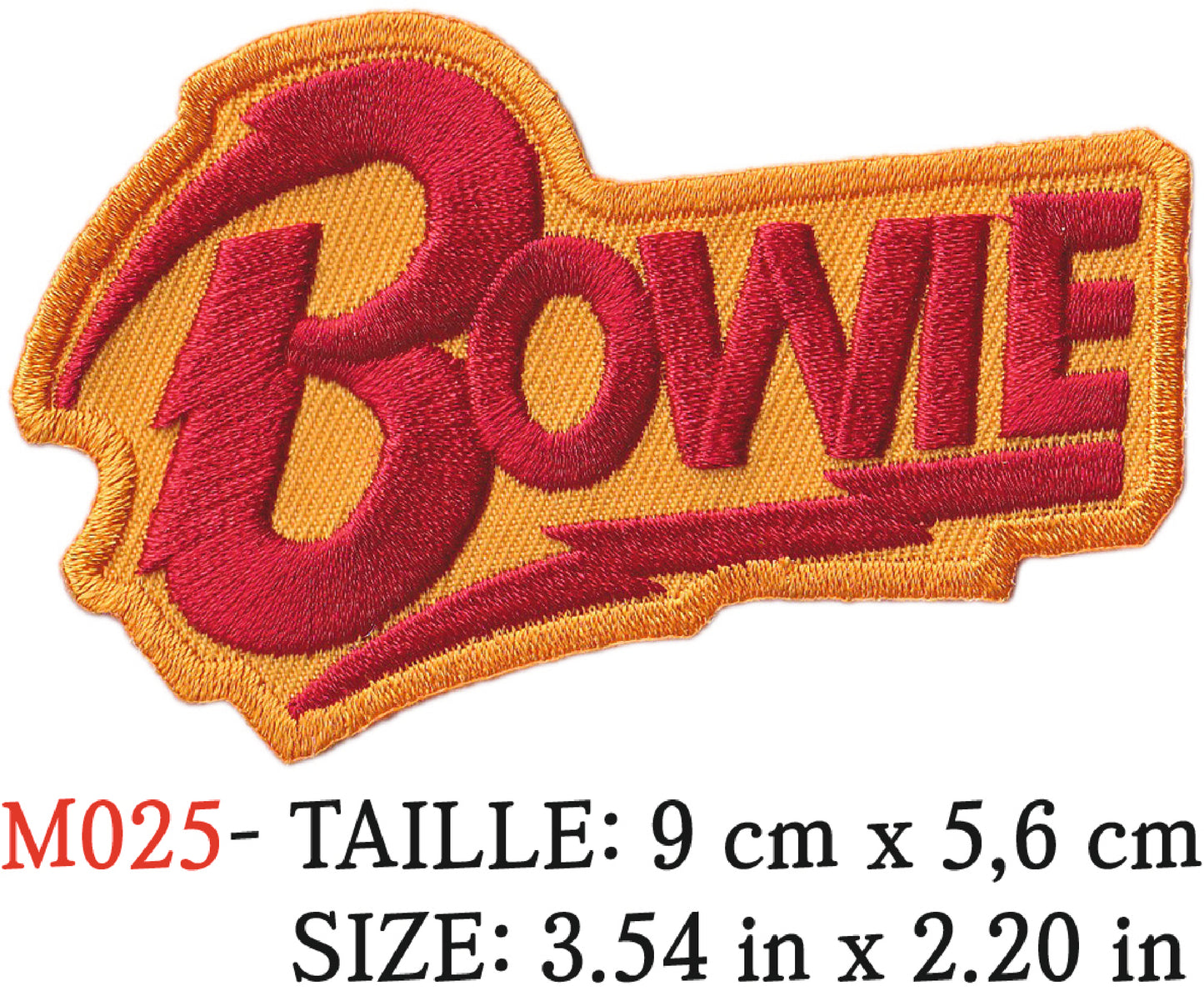 MAXIMUMPATCHES - Écusson Patch Brodé Thermocollant - 9 cm x 5,6 cm - Bowie Groupe Musique Rock Punk Hard Trash Métal Heavy Psychedelic