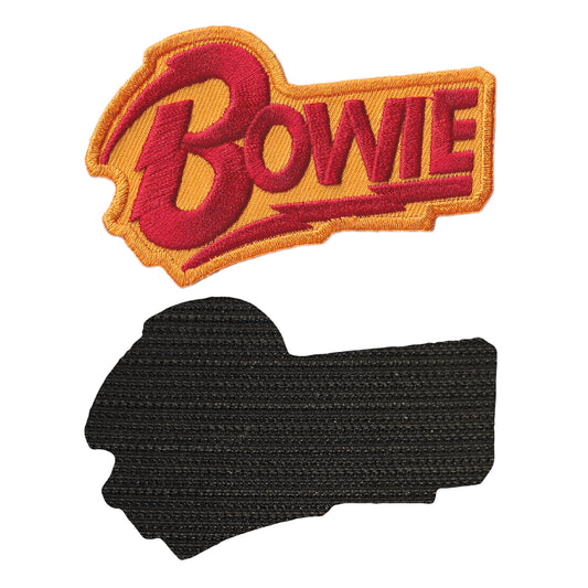 MAXIMUMPATCHES - Bowie - 9 cm x 5,6 cm - Ecusson Patch Brodé Avec Scratch Cousu Au Dos + Carré Scratch A Coudre, Face Opposé 10 cm x 10 cm/Groupe Musique Métal Rock Punk Heavy Trash Blues