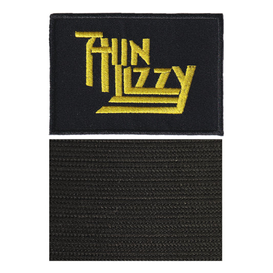 MAXIMUMPATCHES - Thin Lizzy - 8,3 cm x 5,8 cm - Ecusson Patch Brodé Avec Scratch Cousu Au Dos + Carré Scratch A Coudre, Face Opposé 10 cm x 10 cm/Groupe Musique Métal Rock Punk Heavy Trash Blues