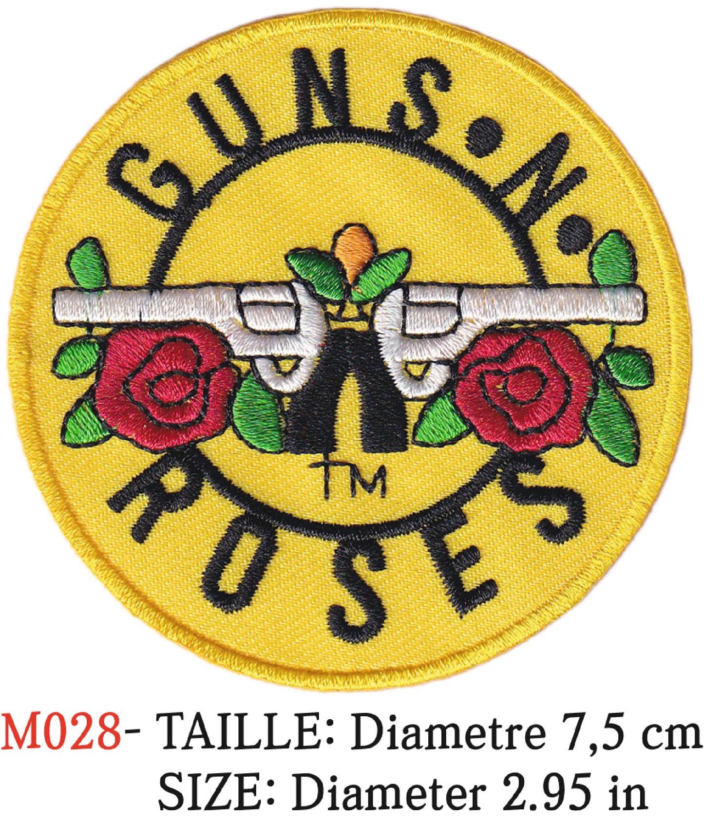 MAXIMUMPATCHES - Écusson Patch Brodé Thermocollant - Diamètre 7,5 cm - Guns n Roses Groupe Musique Rock Punk Hard Trash Métal Heavy Psychedelic