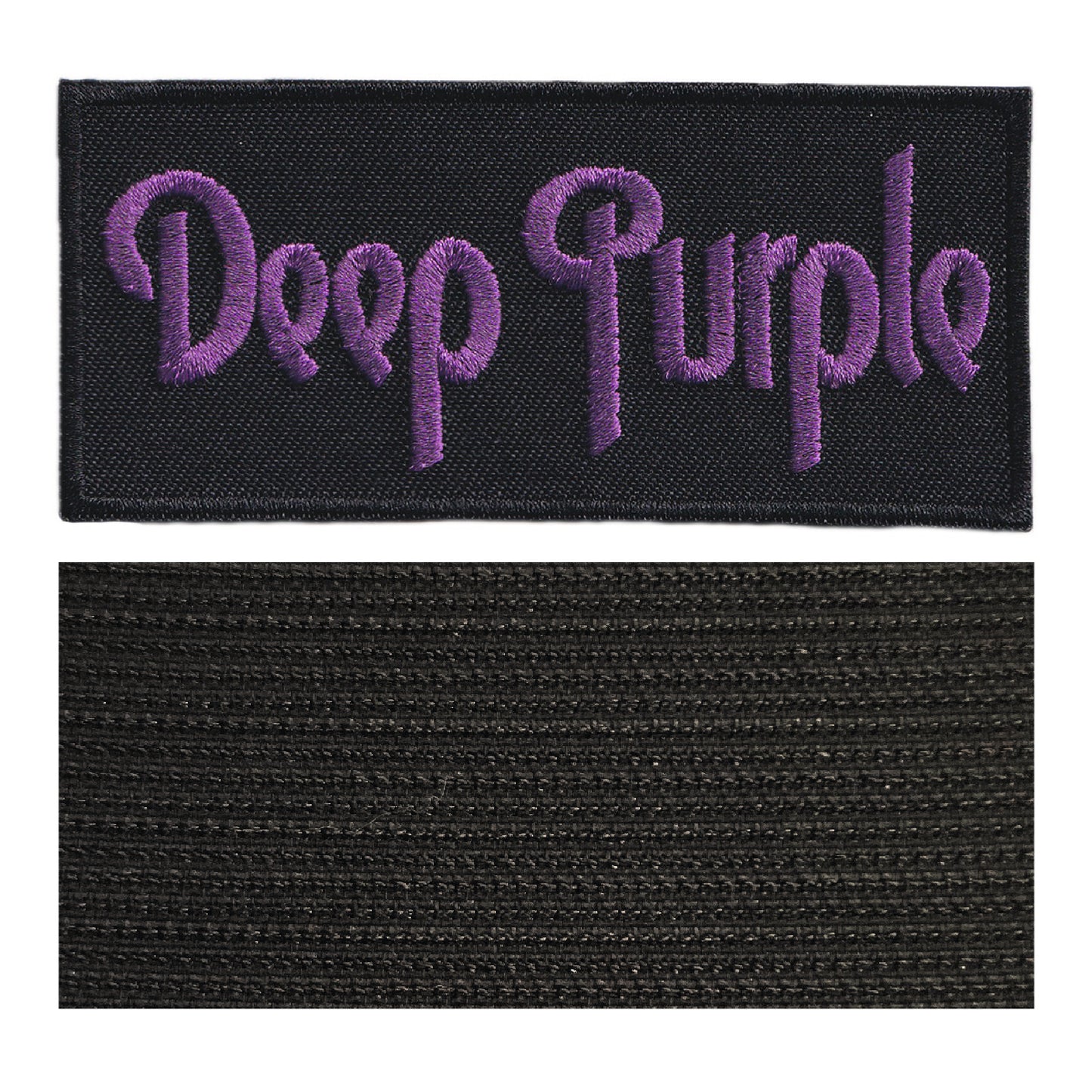 MAXIMUMPATCHES - Deep Purple - 9,5 cm x 4,3 cm - Ecusson Patch Brodé Avec Scratch Cousu Au Dos + Carré Scratch A Coudre, Face Opposé 10 cm x 10 cm/Groupe Musique Métal Rock Punk Heavy Trash Blues