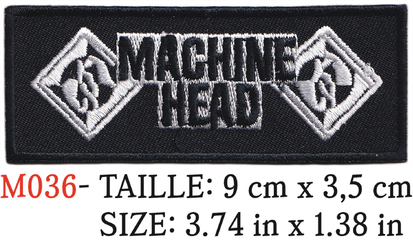 MAXIMUMPATCHES - Écusson Patch Brodé Thermocollant - 9 cm x 3,5 cm - Machine Head Groupe Musique Rock Punk Hard Trash Métal Heavy Psychedelic