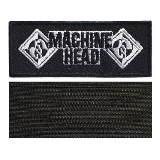 MAXIMUMPATCHES - Machine Head - 9 cm x 3,5 cm - Ecusson Patch Brodé Avec Scratch Cousu Au Dos + Carré Scratch A Coudre, Face Opposé 10 cm x 10 cm/Groupe Musique Métal Rock Punk Heavy Trash Blues