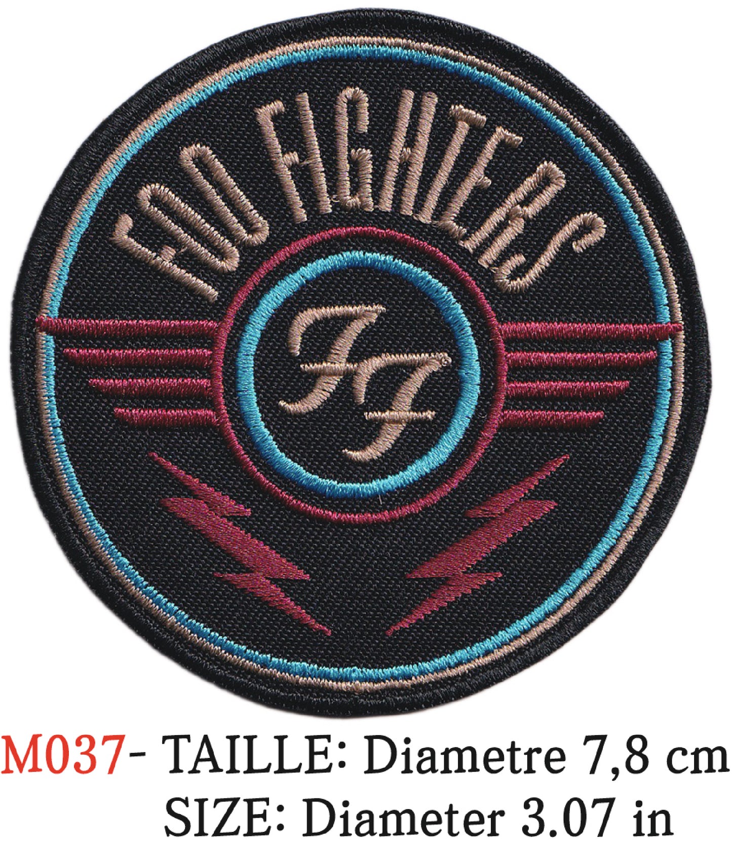 MAXIMUMPATCHES - Écusson Patch Brodé Thermocollant - Diamètre 7,8 cm - Foo Fighters Groupe Musique Rock Punk Hard Trash Métal Heavy Psychedelic