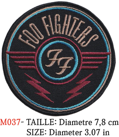 MAXIMUMPATCHES - Écusson Patch Brodé Thermocollant - Diamètre 7,8 cm - Foo Fighters Groupe Musique Rock Punk Hard Trash Métal Heavy Psychedelic