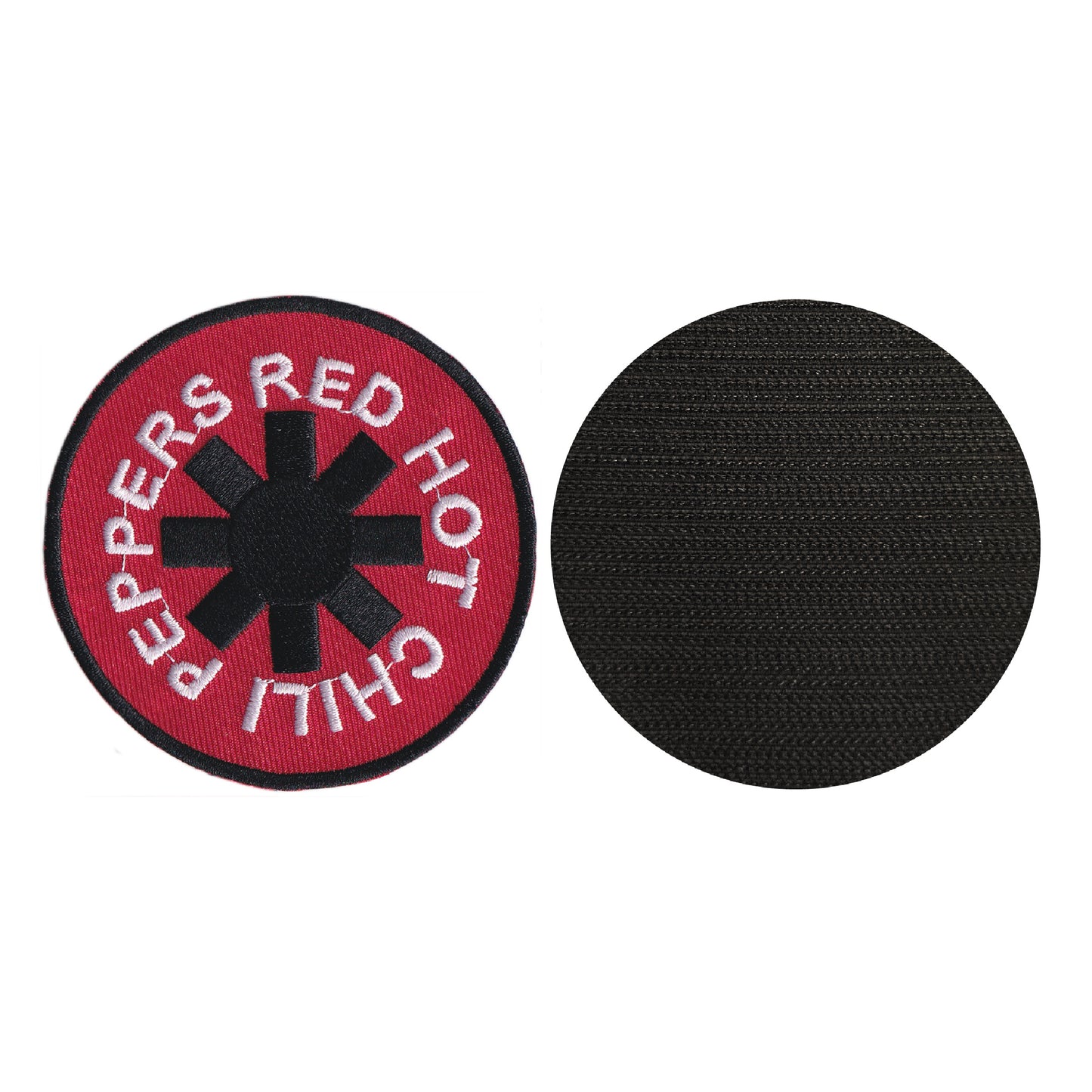 MAXIMUMPATCHES - Red Hot Chili Peppers - Diamètre 7,5 cm - Ecusson Patch Brodé Avec Scratch Cousu Au Dos + Carré Scratch A Coudre, Face Opposé 10 cm x 10 cm/Groupe Musique Métal Rock Punk Heavy Trash Blues