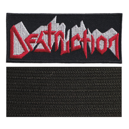 MAXIMUMPATCHES - Destruction - 9,8 cm x 4,2 cm - Ecusson Patch Brodé Avec Scratch Cousu Au Dos + Carré Scratch A Coudre, Face Opposé 10 cm x 10 cm/Groupe Musique Métal Rock Punk Heavy Trash Blues