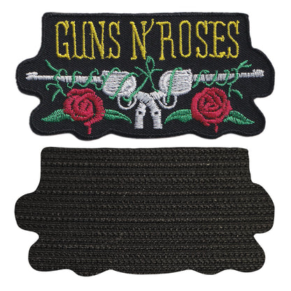 MAXIMUMPATCHES - Guns n roses - 10 cm x 4,8 cm - Ecusson Patch Brodé Avec Scratch Cousu Au Dos + Carré Scratch A Coudre, Face Opposé 10 cm x 10 cm/Groupe Musique Métal Rock Punk Heavy Trash Blues