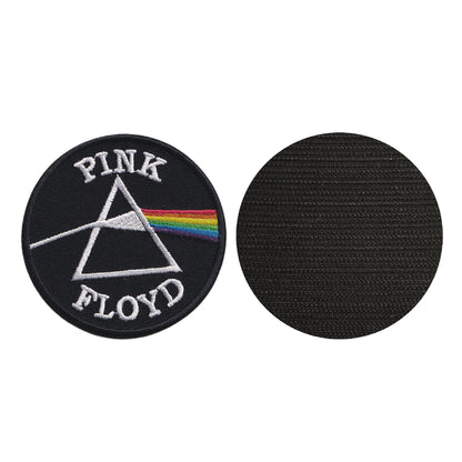 MAXIMUMPATCHES - Pink Floyd - diamètre 8 cm - Ecusson Patch Brodé Avec Scratch Cousu Au Dos + Carré Scratch A Coudre, Face Opposé 10 cm x 10 cm/Groupe Musique Métal Rock Punk Heavy Trash Blues