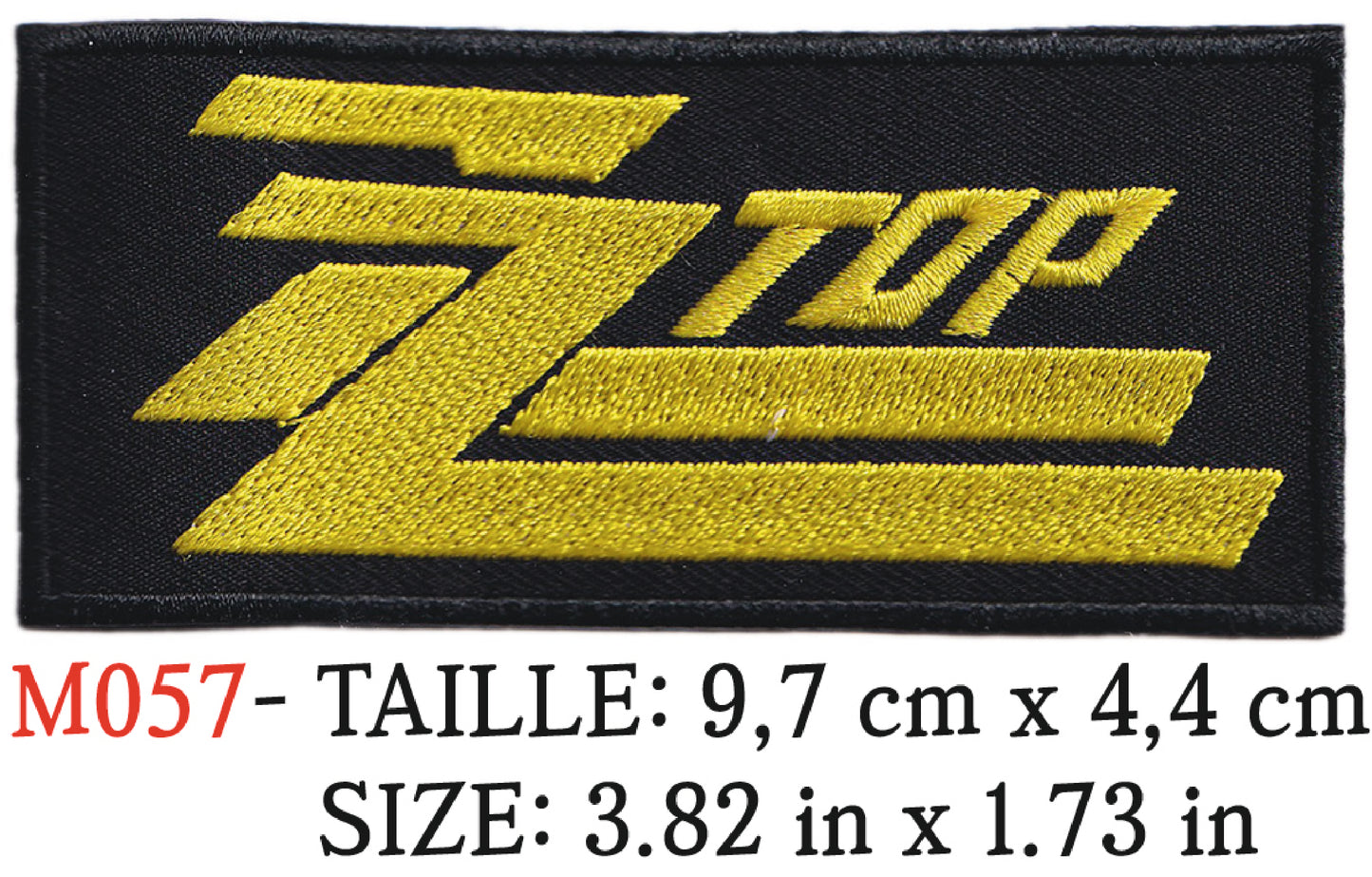 MAXIMUMPATCHES - Écusson Patch Brodé Thermocollant - 9,7 cm x 4,4 cm - ZZ Top Groupe Musique Rock Punk Hard Trash Métal Heavy Psychedelic