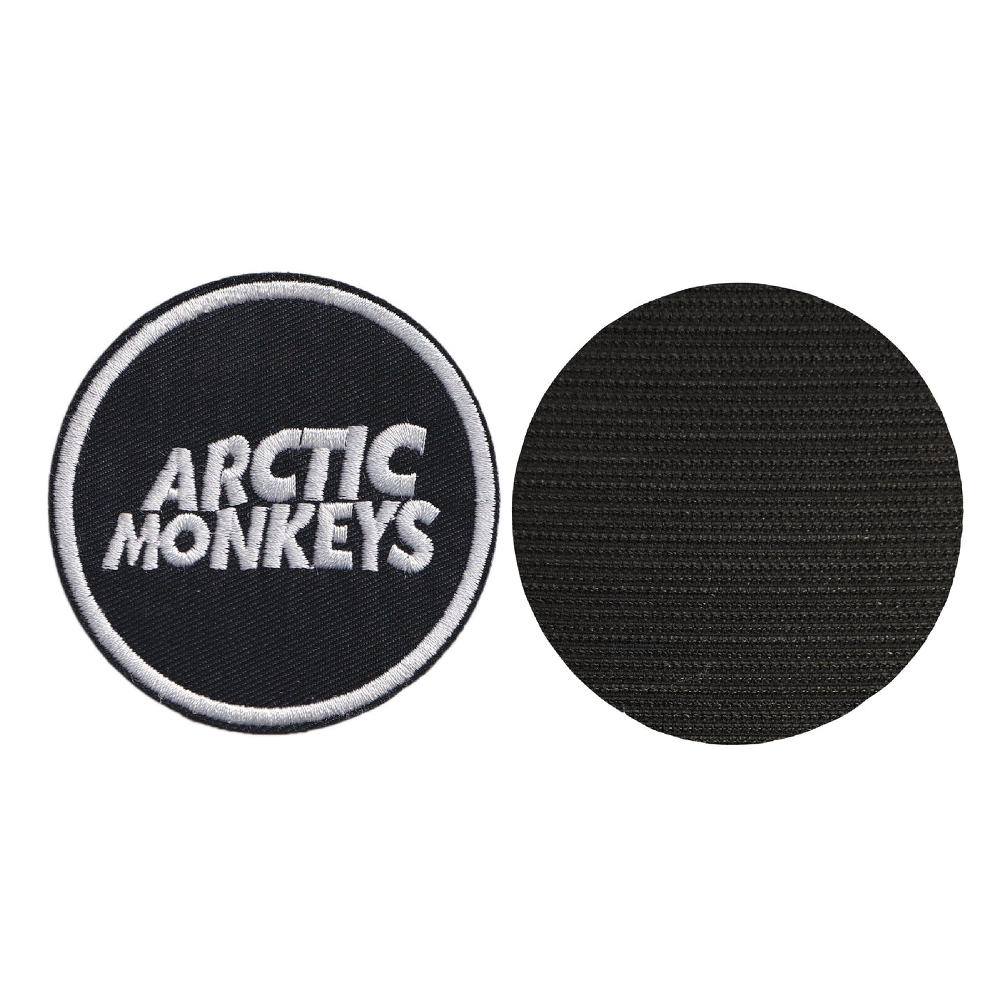 MAXIMUMPATCHES - Artic Monkeys - Diamètre 7,5 cm - Ecusson Patch Brodé Avec Scratch Cousu Au Dos + Carré Scratch A Coudre, Face Opposé 10 cm x 10 cm/Groupe Musique Métal Rock Punk Heavy Trash Blues