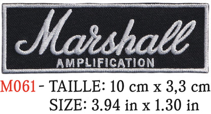 MAXIMUMPATCHES - Écusson Patch Brodé Thermocollant - Longueur 10 cm - Instrument musique Guitare Basse Ampli Enceinte