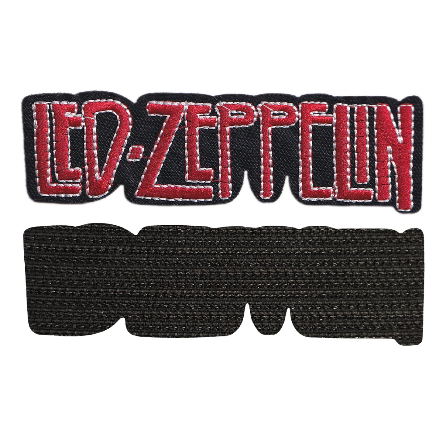 MAXIMUMPATCHES - Led Zeppelin - 11,5 cm x 3,4 cm - Ecusson Patch Brodé Avec Scratch Cousu Au Dos + Carré Scratch A Coudre, Face Opposé 10 cm x 10 cm/Groupe Musique Métal Rock Punk Heavy Trash Blues