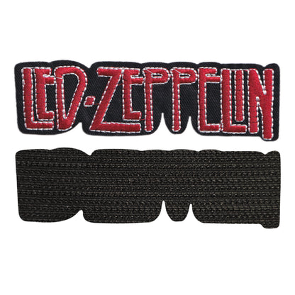 MAXIMUMPATCHES - Led Zeppelin - 11,5 cm x 3,4 cm - Ecusson Patch Brodé Avec Scratch Cousu Au Dos + Carré Scratch A Coudre, Face Opposé 10 cm x 10 cm/Groupe Musique Métal Rock Punk Heavy Trash Blues