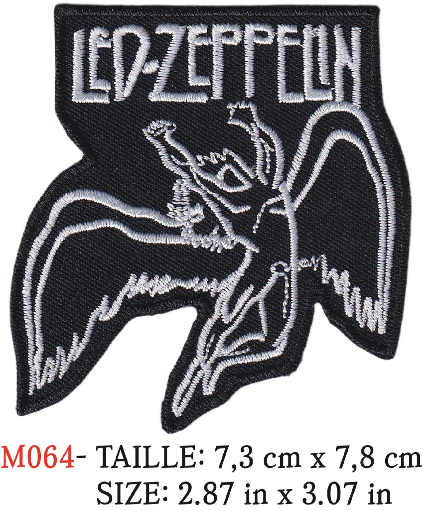 MAXIMUMPATCHES - Écusson Patch Brodé Thermocollant - 7,3 cm x 7,8 cm - Led Zeppelin Groupe Musique Rock Punk Hard Trash Métal Heavy Psychedelic