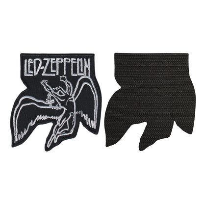 MAXIMUMPATCHES - Led Zeppelin - 7,3 cm x 7,8 cm - Ecusson Patch Brodé Avec Scratch Cousu Au Dos + Carré Scratch A Coudre, Face Opposé 10 cm x 10 cm/Groupe Musique Métal Rock Punk Heavy Trash Blues