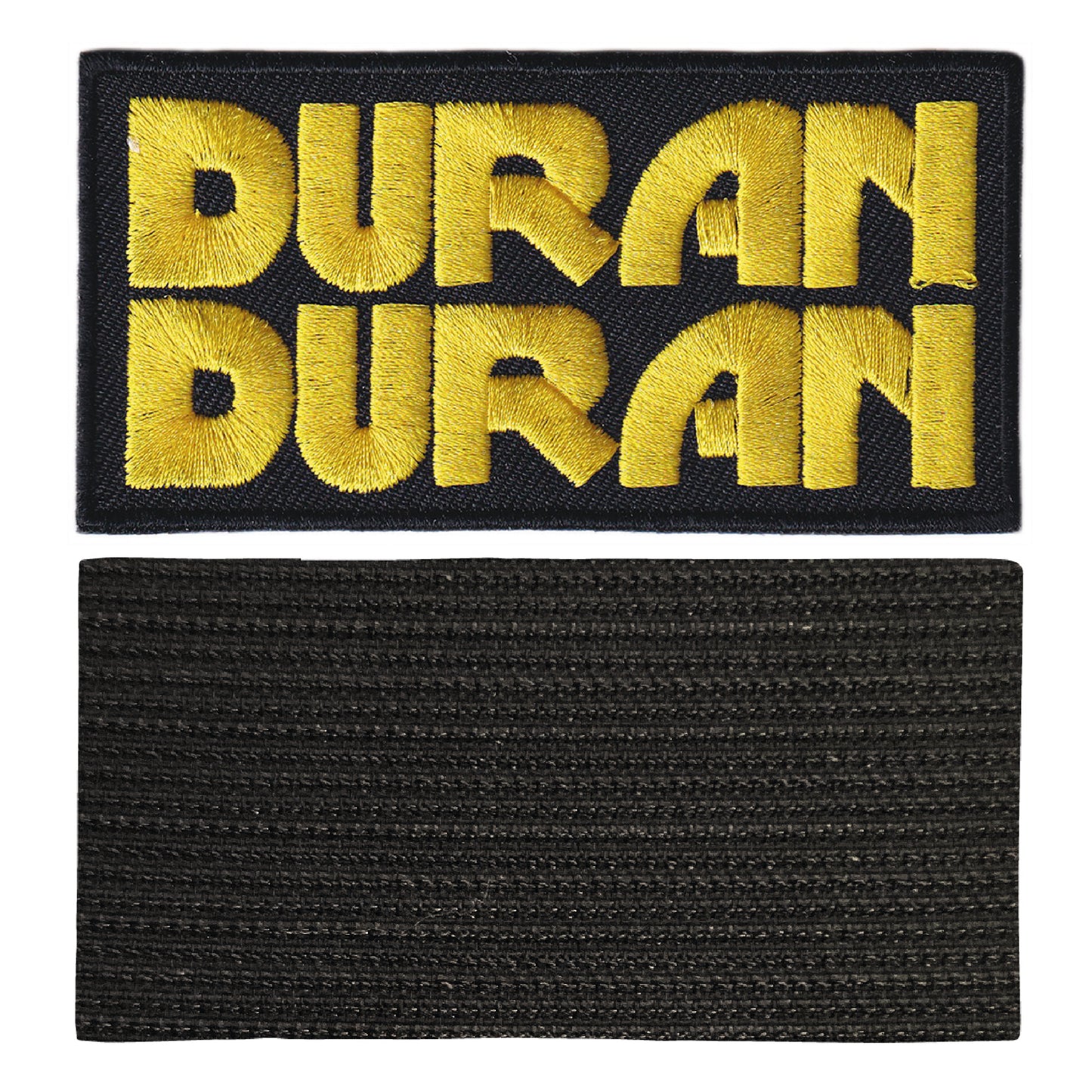 MAXIMUMPATCHES - Duran Duran - 9,3 cm x 4,7 cm - Ecusson Patch Brodé Avec Scratch Cousu Au Dos + Carré Scratch A Coudre, Face Opposé 10 cm x 10 cm/Groupe Musique Métal Rock Punk Heavy Trash Blues