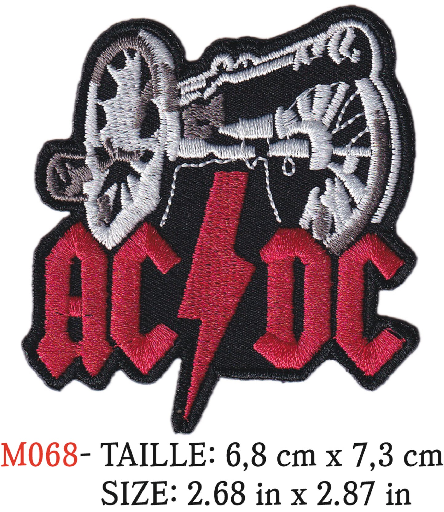 MAXIMUMPATCHES - Écusson Patch Brodé Thermocollant - 6,8 cm x 7,3 cm - Ac Dc Acdc Groupe Musique Rock Punk Hard Trash Métal Heavy Psychedelic