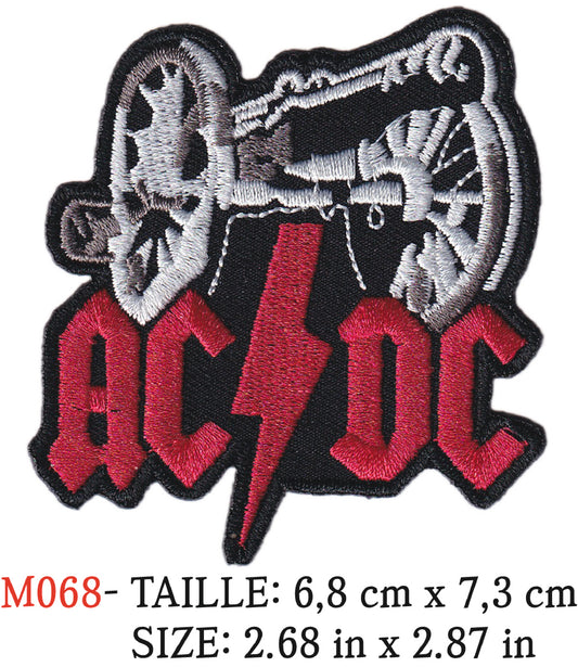 MAXIMUMPATCHES - Écusson Patch Brodé Thermocollant - 6,8 cm x 7,3 cm - Ac Dc Acdc Groupe Musique Rock Punk Hard Trash Métal Heavy Psychedelic