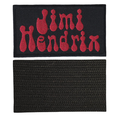 MAXIMUMPATCHES - Jimi Hendrix - 9,5 cm x 5,3 cm - Ecusson Patch Brodé Avec Scratch Cousu Au Dos + Carré Scratch A Coudre, Face Opposé 10 cm x 10 cm/Groupe Musique Métal Rock Punk Heavy Trash Blues