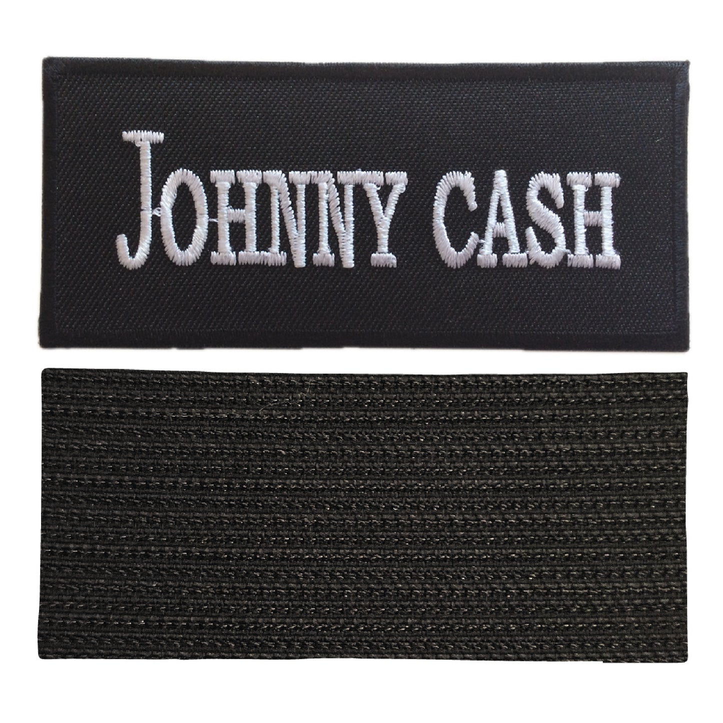 MAXIMUMPATCHES - Johnny Cash - Longueur 8 cm - Ecusson Patch Brodé Avec Scratch Cousu Au Dos + Carré Scratch A Coudre, Face Opposé 10 cm x 10 cm/Groupe Musique Métal Rock Punk Heavy Trash Blues