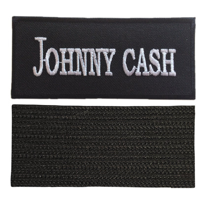 MAXIMUMPATCHES - Johnny Cash - Longueur 8 cm - Ecusson Patch Brodé Avec Scratch Cousu Au Dos + Carré Scratch A Coudre, Face Opposé 10 cm x 10 cm/Groupe Musique Métal Rock Punk Heavy Trash Blues
