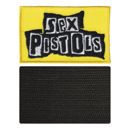 MAXIMUMPATCHES - Sex Pistols - 8 cm x 5 cm - Ecusson Patch Brodé Avec Scratch Cousu Au Dos + Carré Scratch A Coudre, Face Opposé 10 cm x 10 cm/Groupe Musique Métal Rock Punk Heavy Trash Blues