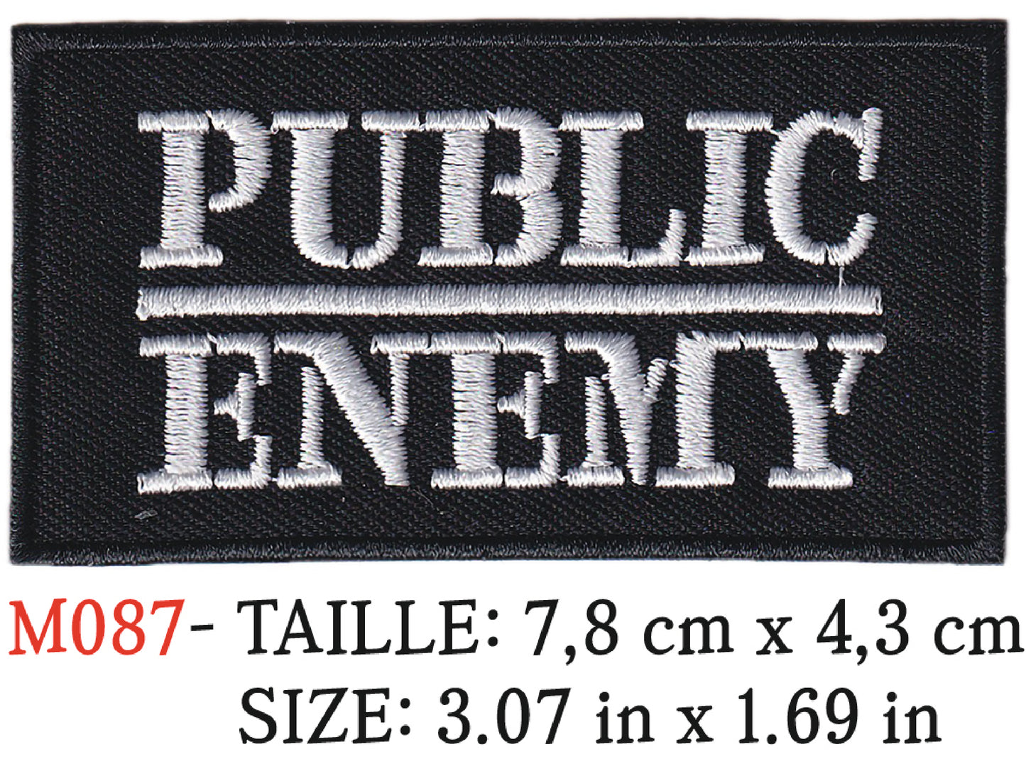 MAXIMUMPATCHES - Écusson Patch Brodé Thermocollant - 7,8 cm x 4,3 cm - Public enemy Groupe Musique Rock Punk Hard Trash Métal Heavy Psychedelic