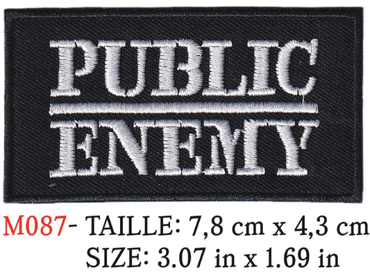 MAXIMUMPATCHES - Écusson Patch Brodé Thermocollant - 7,8 cm x 4,3 cm - Public enemy Groupe Musique Rock Punk Hard Trash Métal Heavy Psychedelic